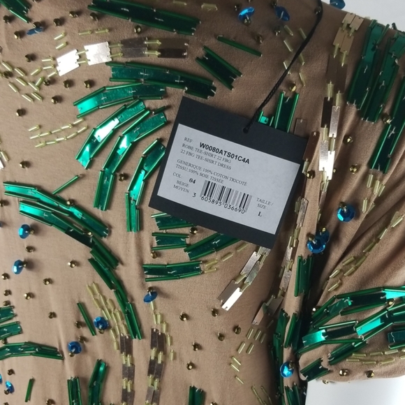 Lanvin Paris Hand Beaded Tee Shirt Dress Rare!WOW - Picture 7 of 8